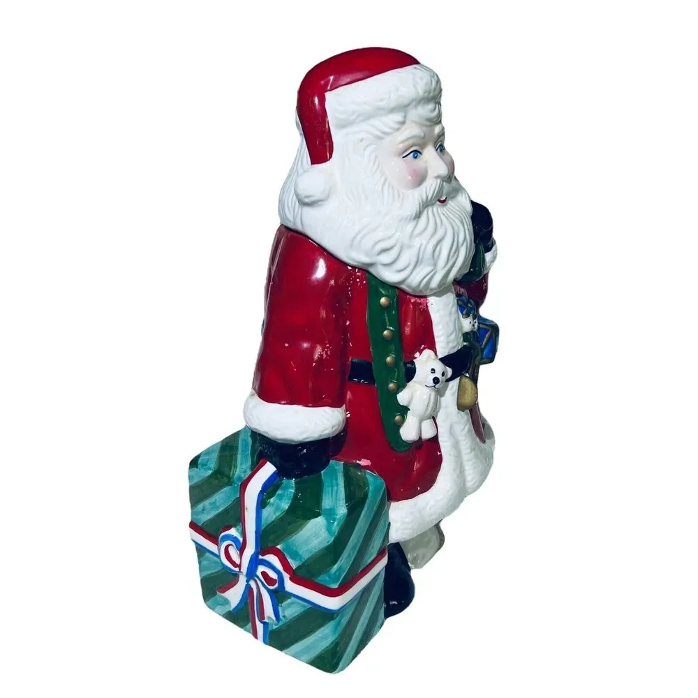 VTG Holiday Novelty 11.5” Tall Santa Claus Toys Snow Cookie Jar Canister & Box‎